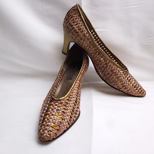 Prevata 9AA Mesh Woven Heels Leather Dress Heel